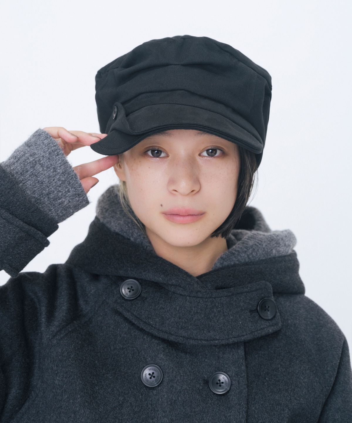 미세키서울(MISEKI SEOUL) Folding button newsboy cap BLACK