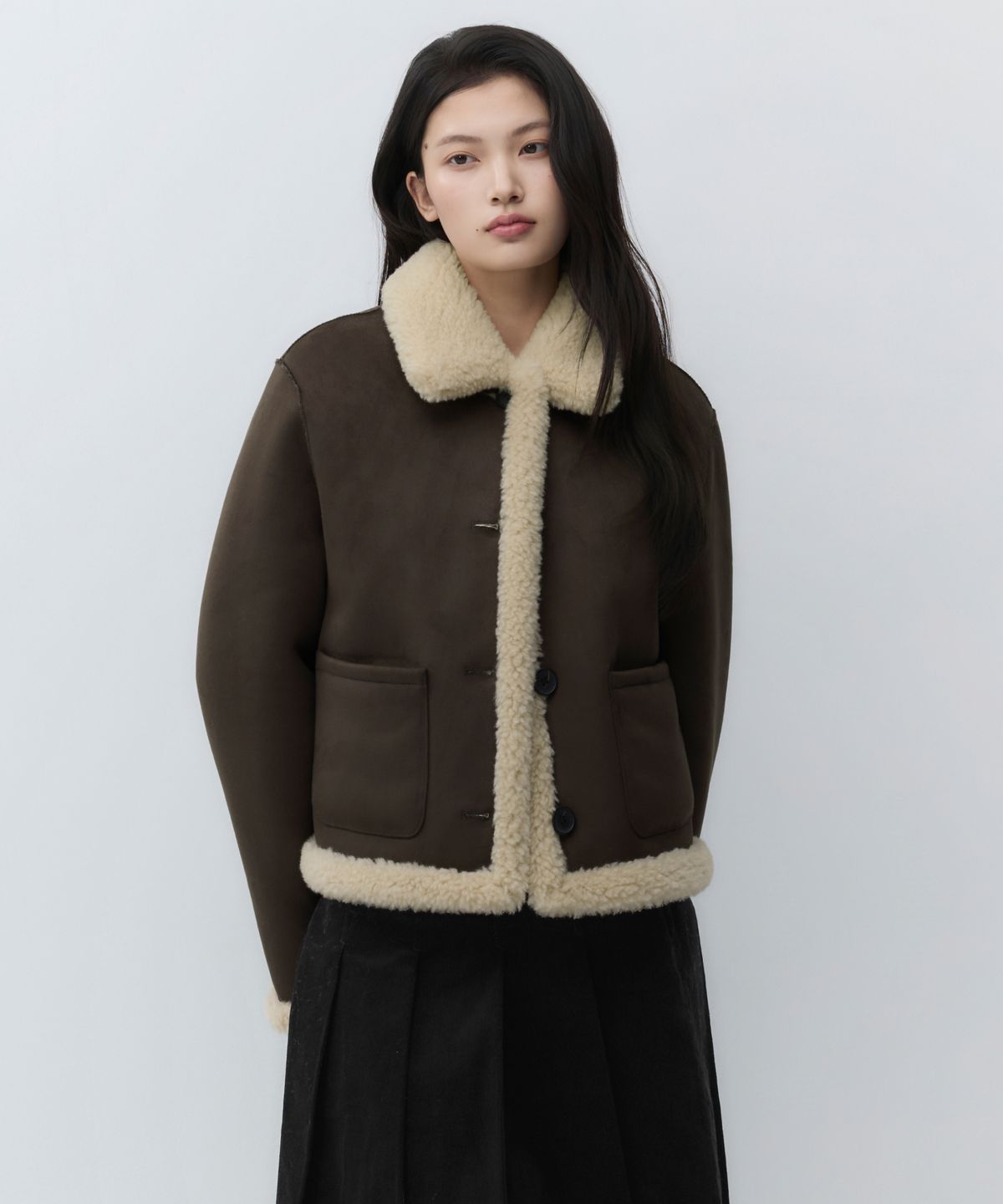 무신사 스탠다드 우먼(MUSINSA STANDARD WOMAN) 우먼즈 리버서블 신세틱 스웨이드 시어링 재킷 [브라운]