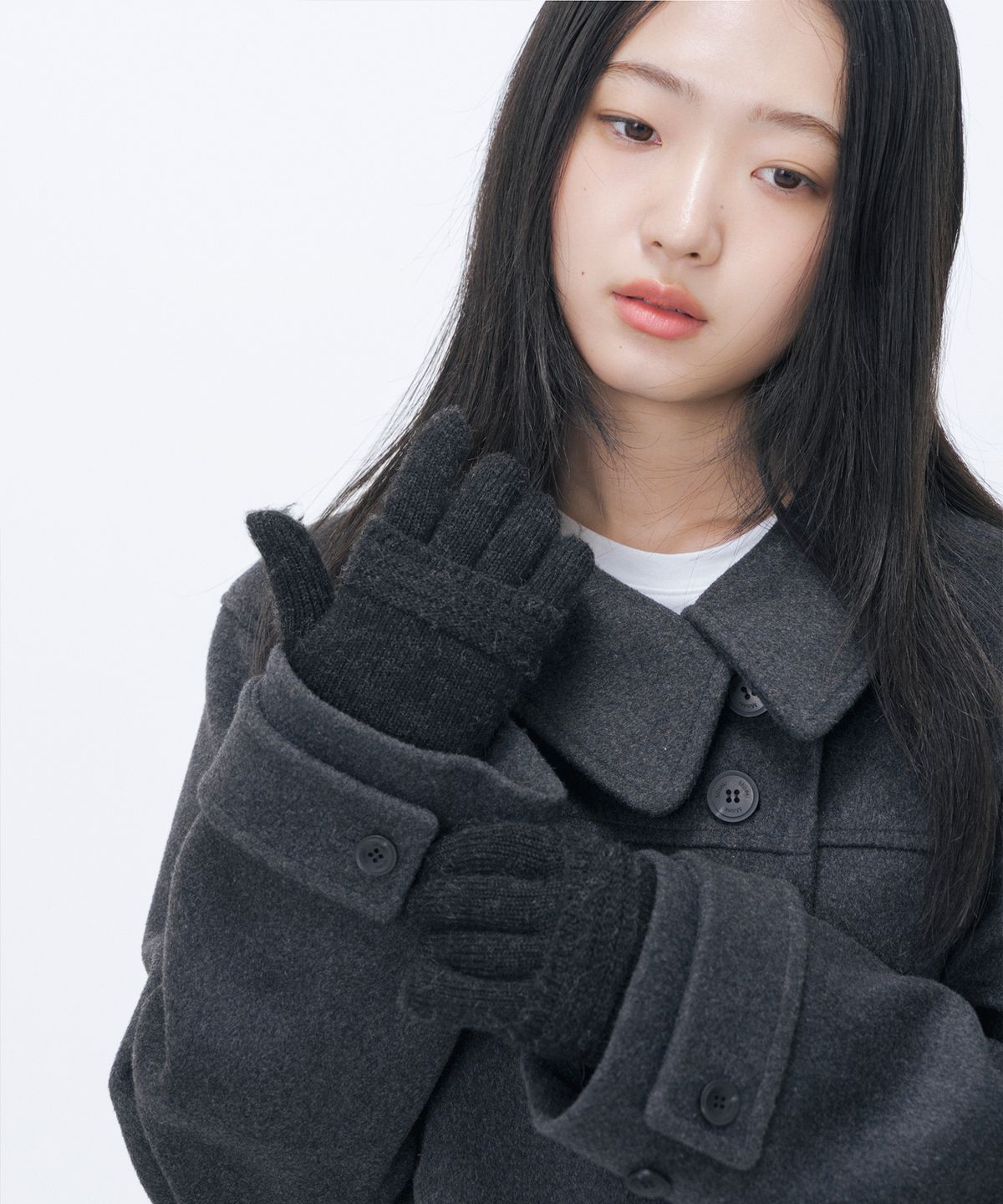 미세키서울(MISEKI SEOUL) Button knit hand warmer SET BLACK