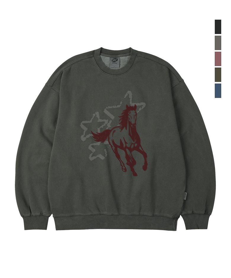 Star Horse 피그먼트 오버핏 맨투맨_5 COL