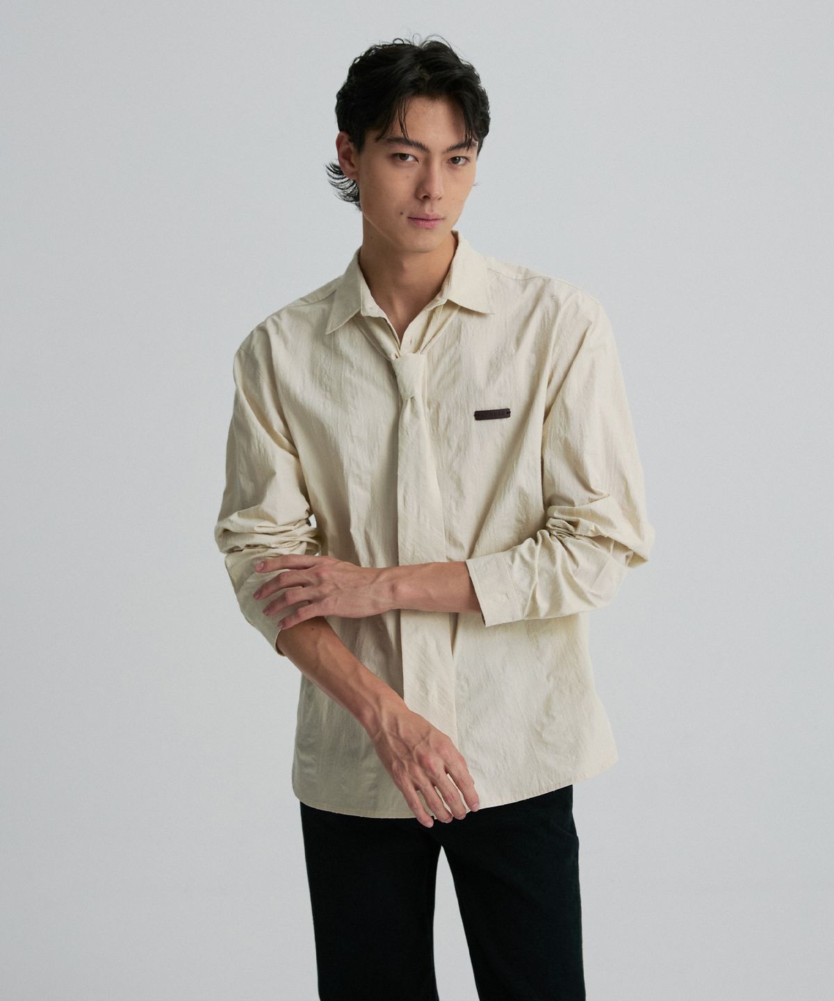 리이 맨(RERHEE MEN) CRINKLE TIE SHIRT CREAM