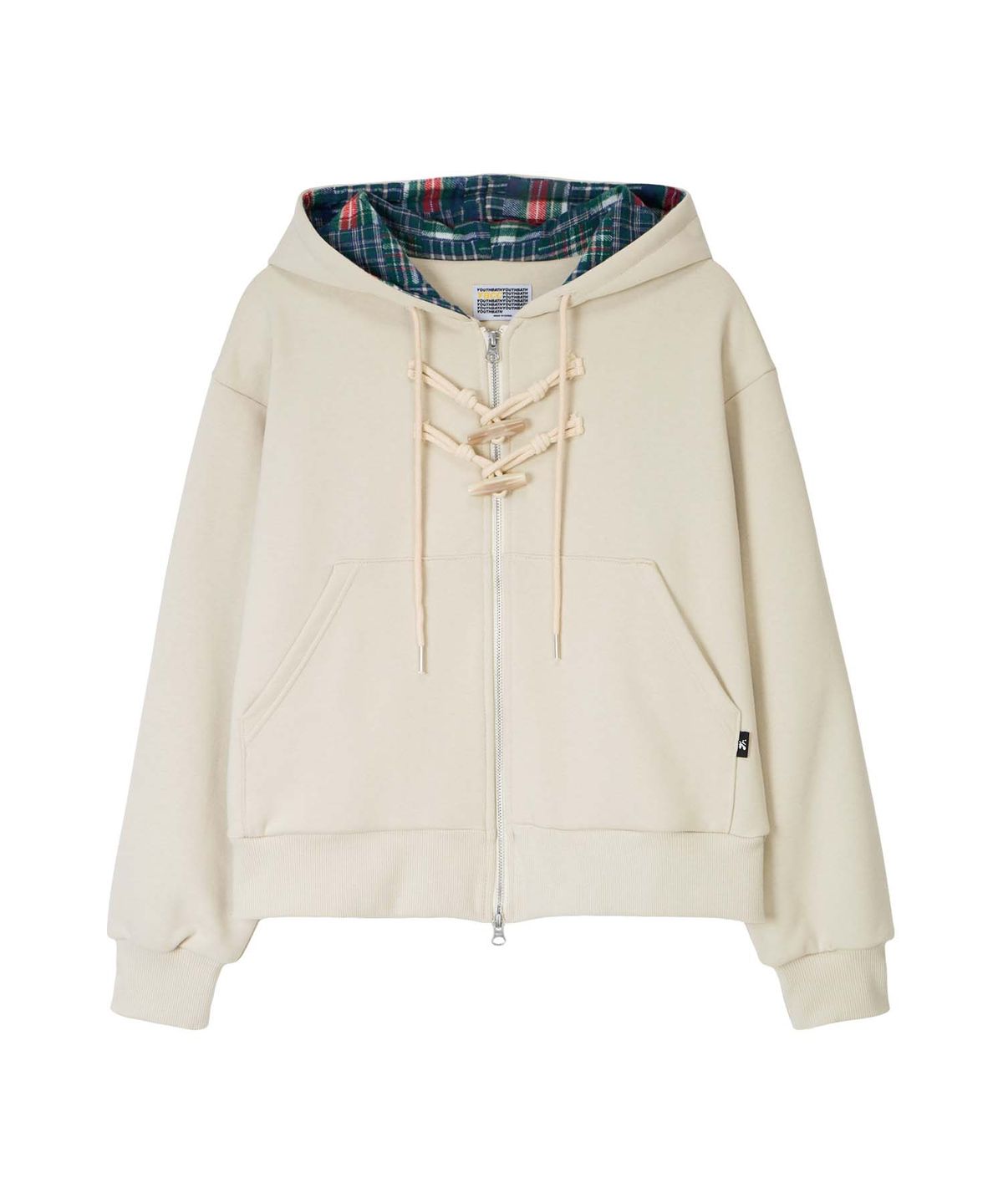 유쓰배쓰(YOUTHBATH) YB x Motka Toggle Button Hood Zip-Up_Ivory