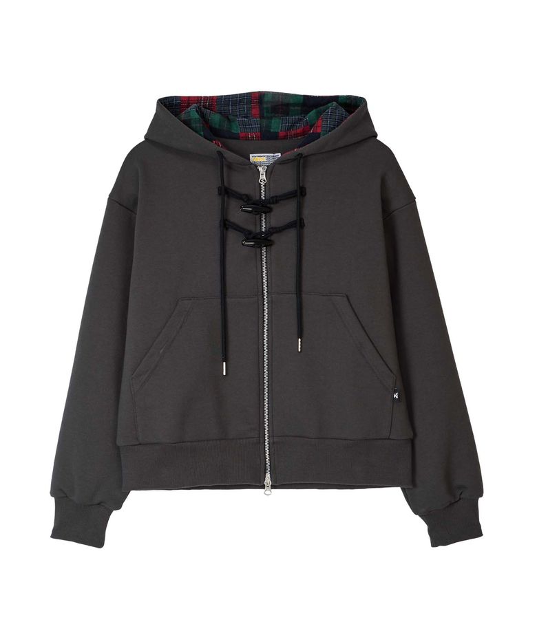 YB x Motka Toggle Button Hood Zip-Up_Charcoal