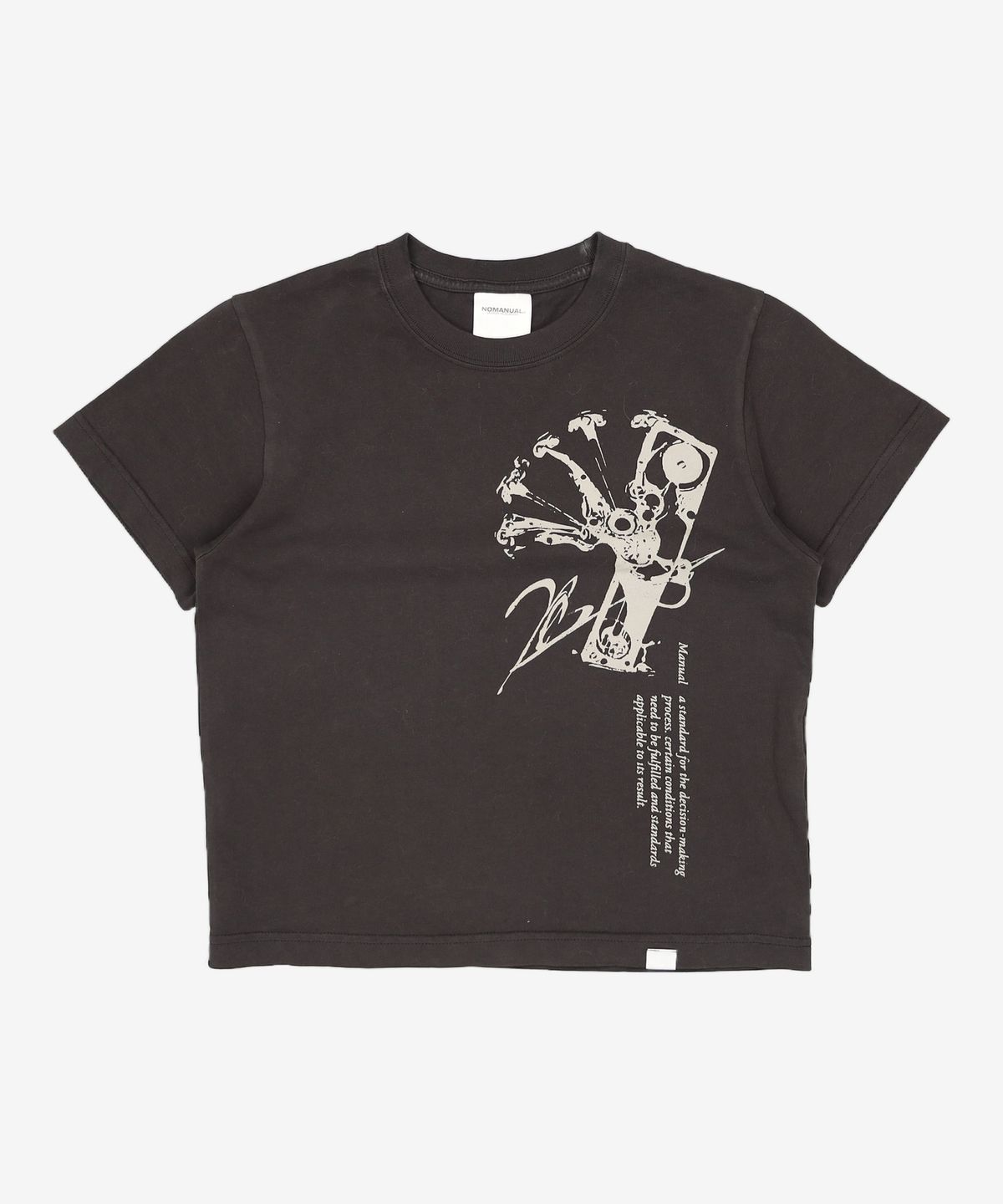 노매뉴얼(NOMANUAL) GEAR MANUAL GRAPHIC T-SHIRT - WASHED BLACK S