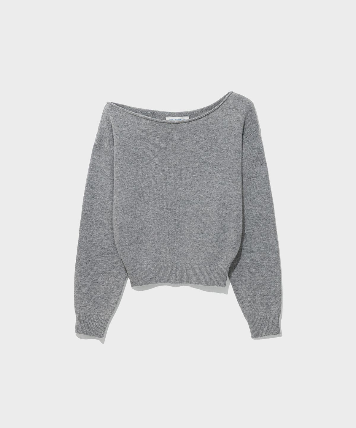 로우클래식(LOW CLASSIC) ROLLED EDGE OFF-SHOULDER SWEATER_MELANGE GREY [LC263KN01MG]