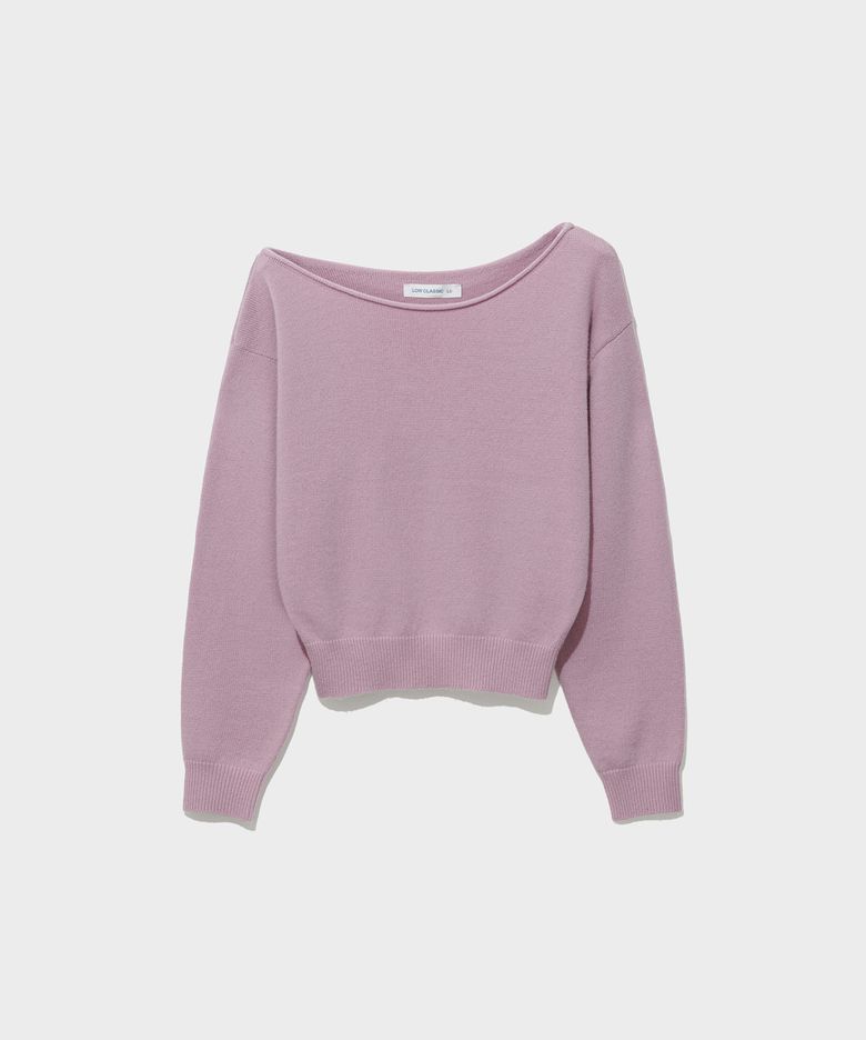 ROLLED EDGE OFF-SHOULDER SWEATER_PINK [LC263KN01PK]