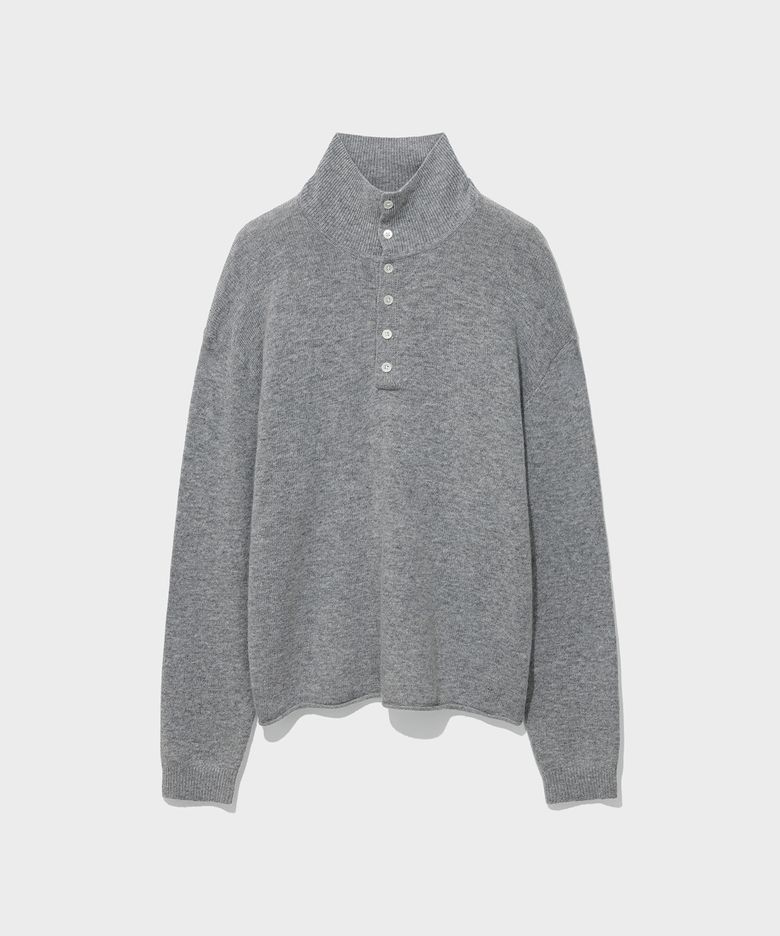 WOOL BLEND HIGH-NECK SWEATER_MELANGE GREY [LC263KN02MG]
