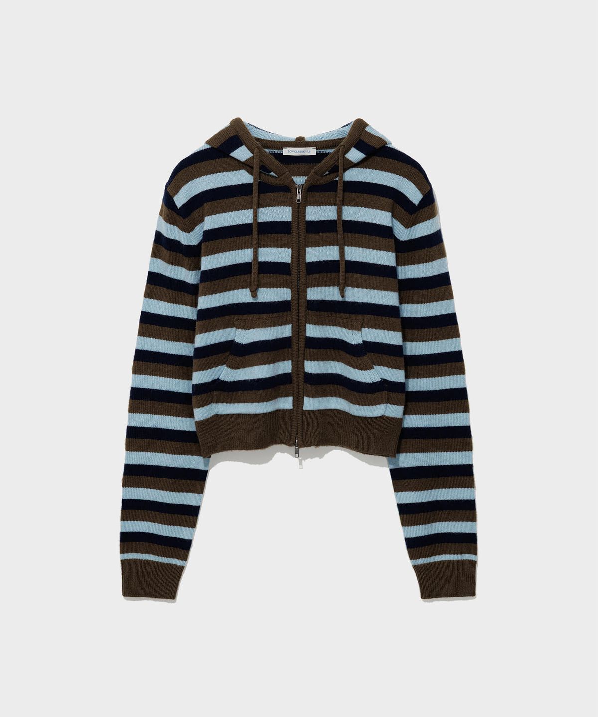 로우클래식(LOW CLASSIC) STRIPED ZIP-UP HOODIE SWEATER_BROWN [LC263KN03BR]