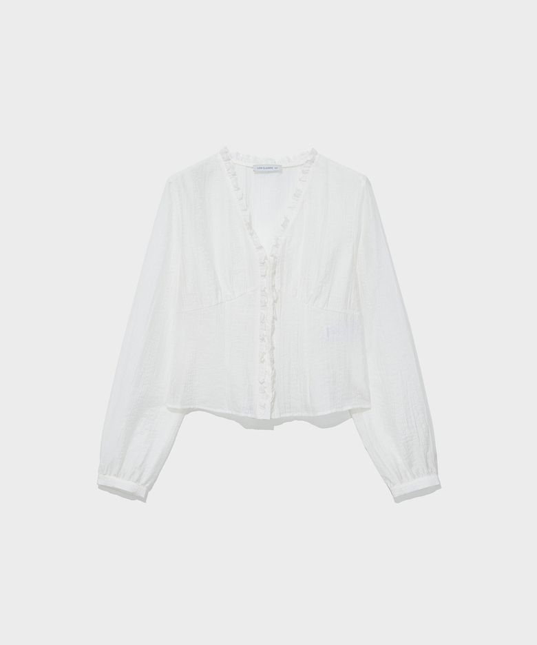 EMBROIDERED FRILL BLOUSE_IVORY [LC263BL01IV]