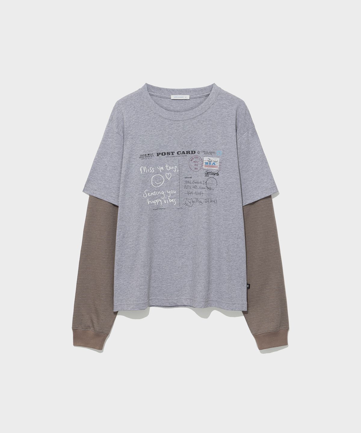 로우클래식(LOW CLASSIC) POSTCARD LAYERED TEE_MELANGE GREY [LC263TS11MG]