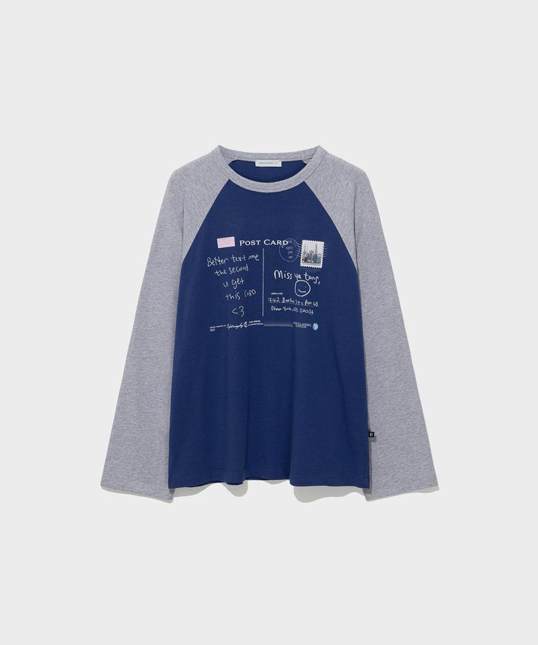POSTCARD RAGLAN TEE_BLUE [LC263TS12BL]