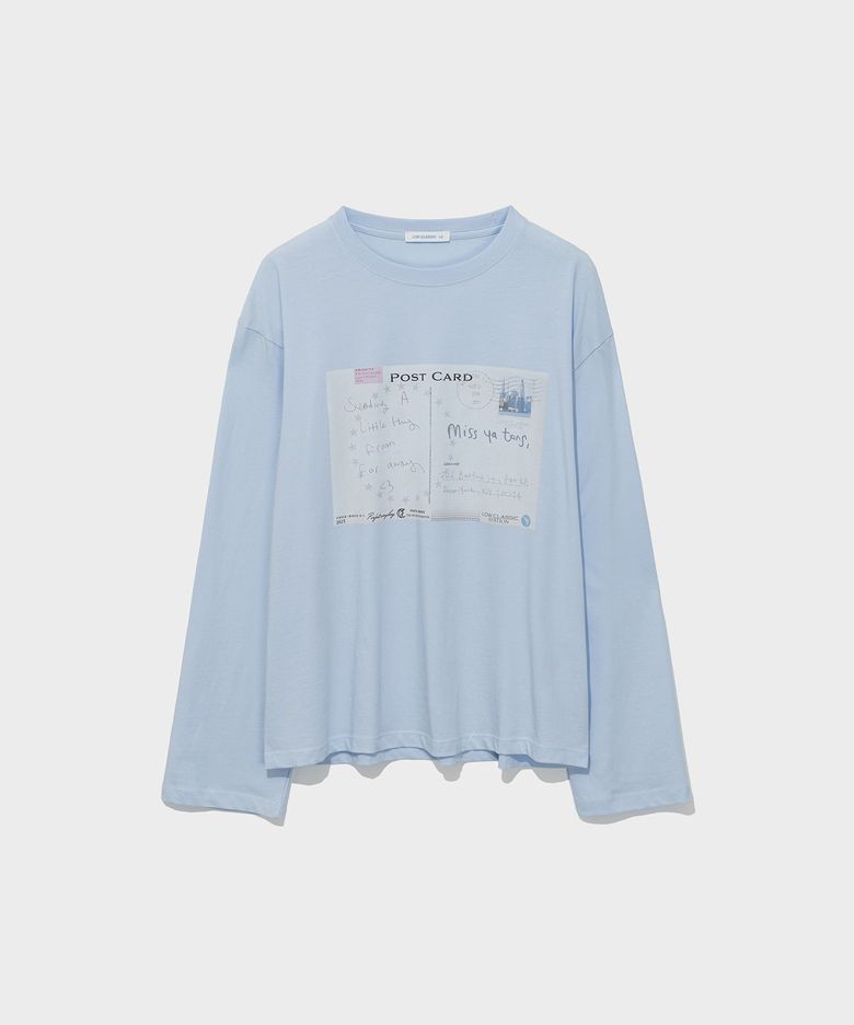 POSTCARD LONG SLEEVE TEE_BLUE [LC263TS13BL]