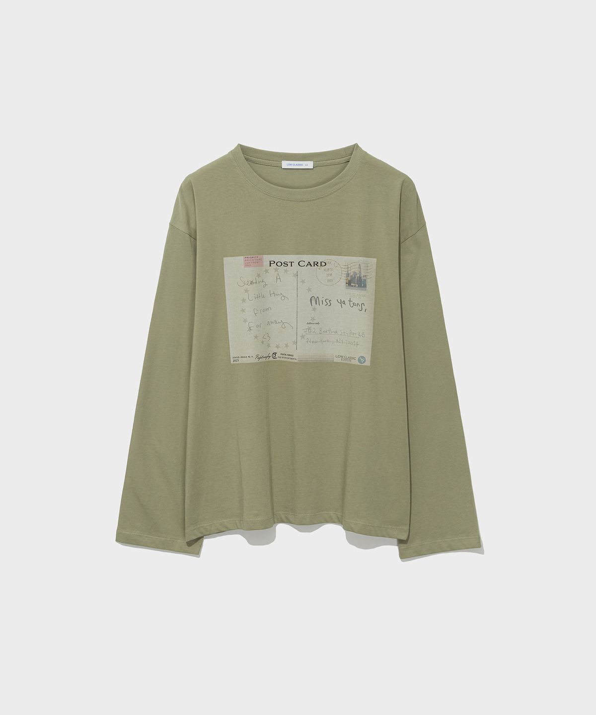 로우클래식(LOW CLASSIC) POSTCARD LONG SLEEVE TEE_OLIVE KHAKI [LC263TS13OL]