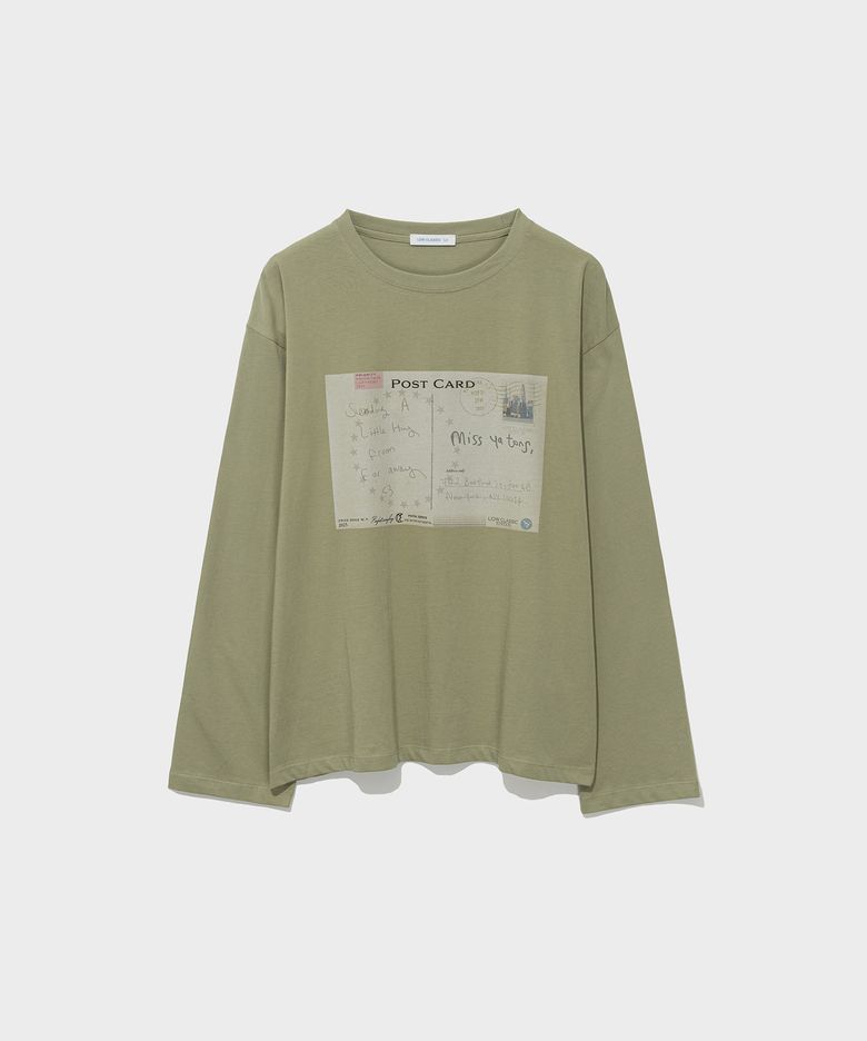 POSTCARD LONG SLEEVE TEE_OLIVE KHAKI [LC263TS13OL]