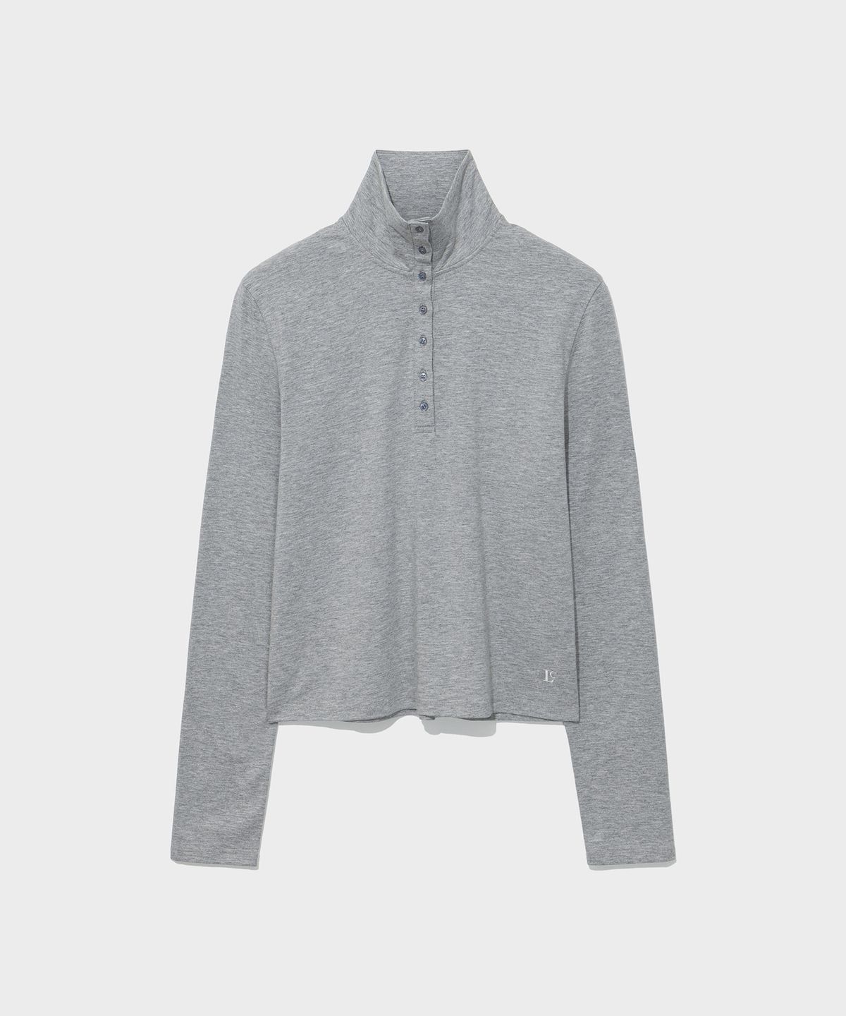 로우클래식(LOW CLASSIC) BUTTONED HIGH-NECK TEE_MELANGE GREY [LC263TS09MG]