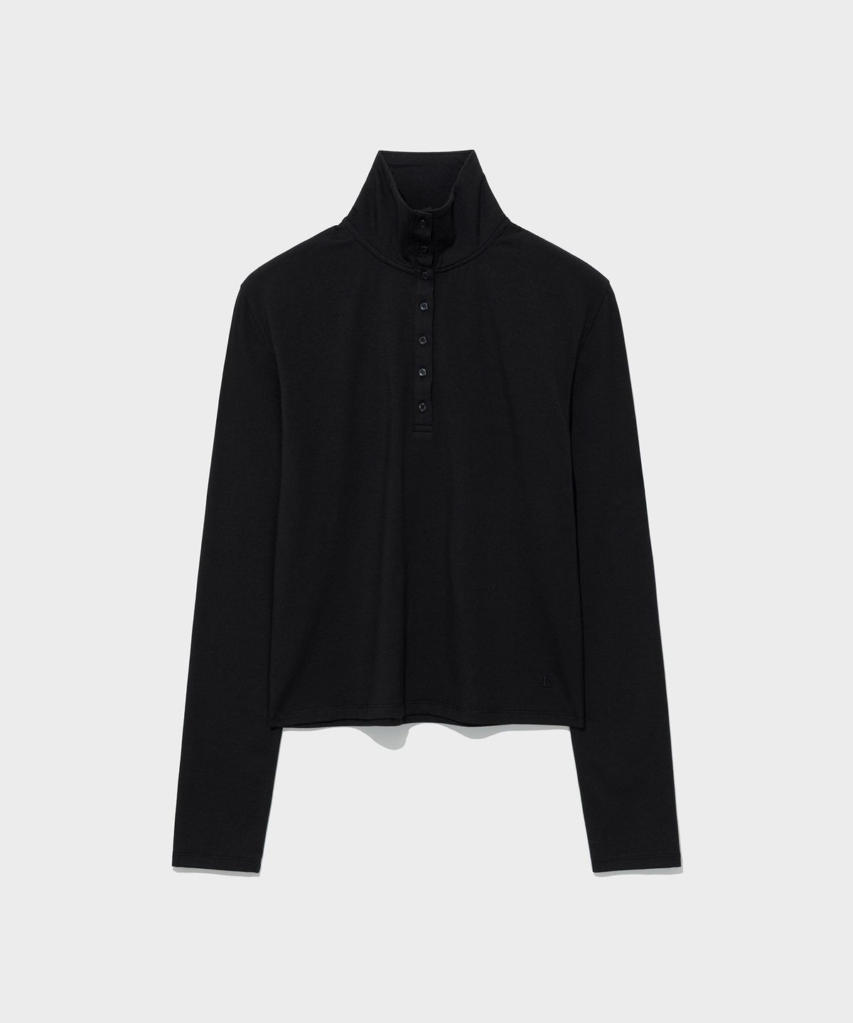 로우클래식(LOW CLASSIC) BUTTONED HIGH-NECK TEE_BLACK [LC263TS09BK]