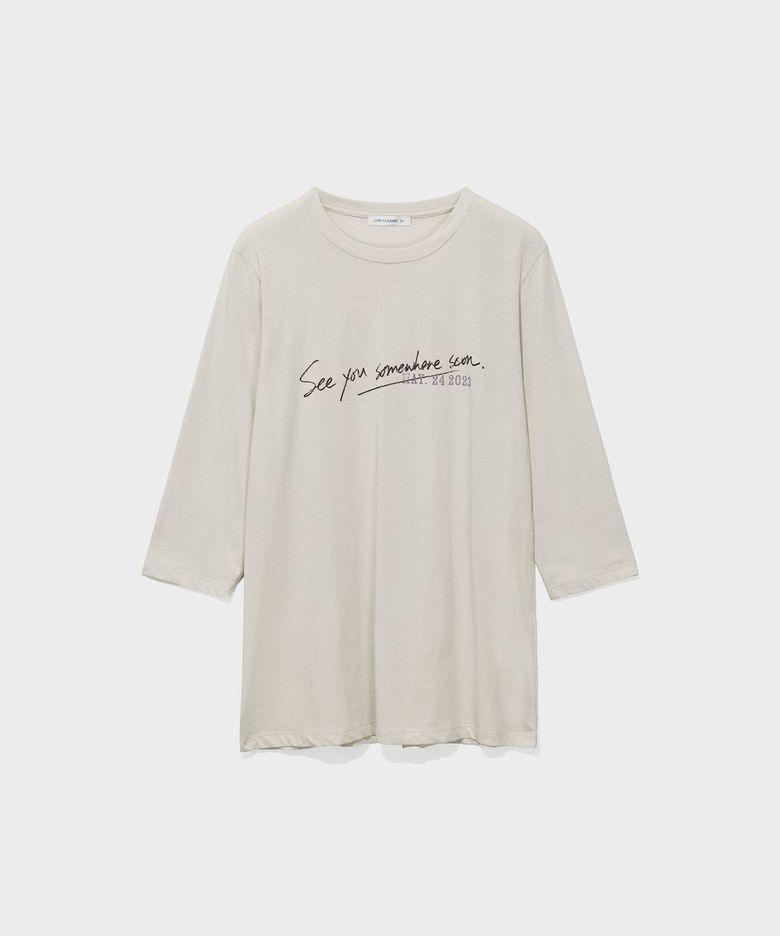 LETTERING LONG TEE_FOG BEIGE [LC263TS16BE]