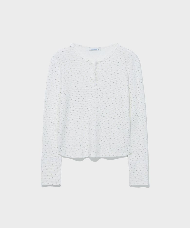 WAFFLE HENLEY-NECK TEE_IVORY [LC263TS17IV]