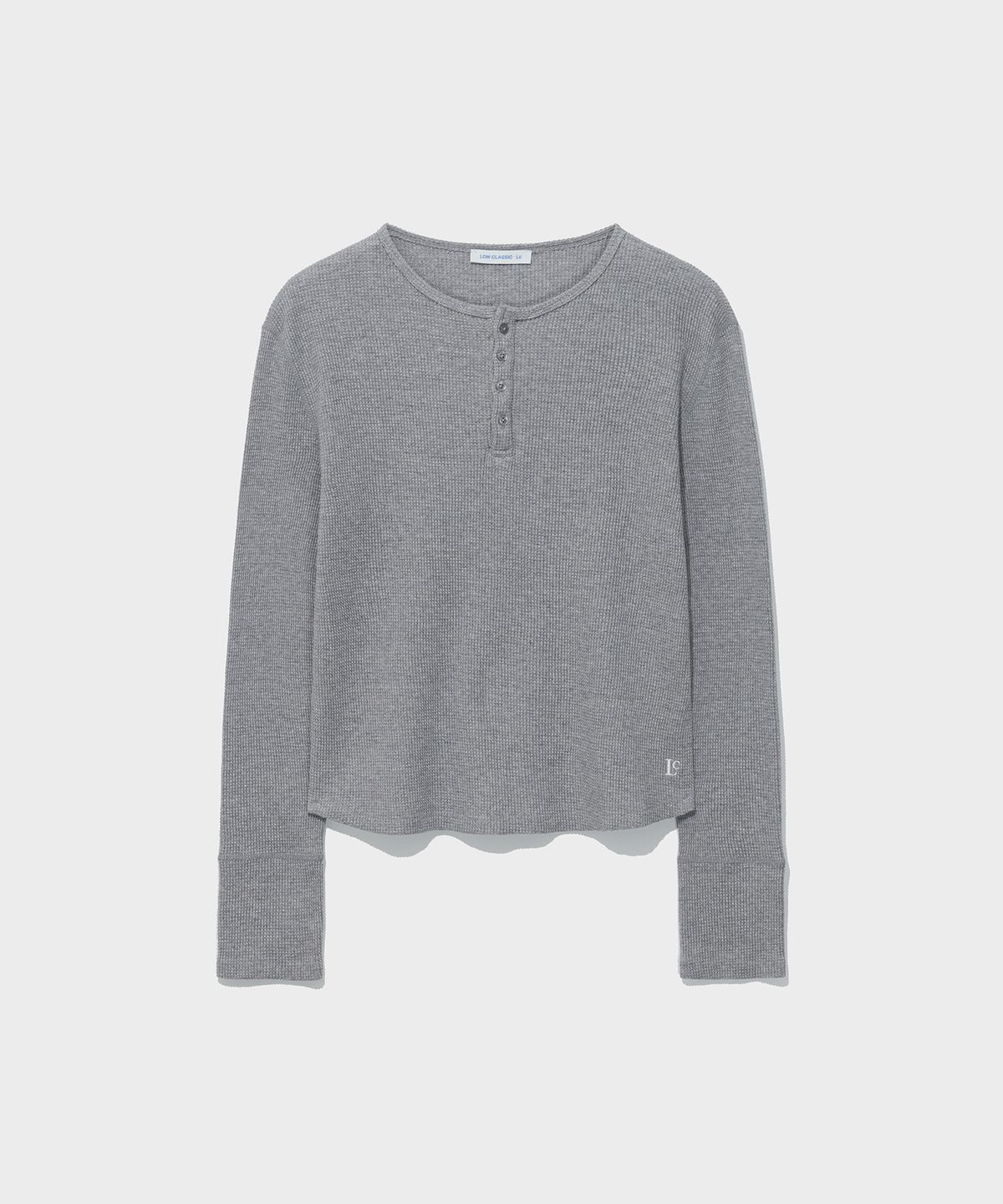 로우클래식(LOW CLASSIC) WAFFLE HENLEY-NECK TEE_MELANGE GREY [LC263TS17MG]