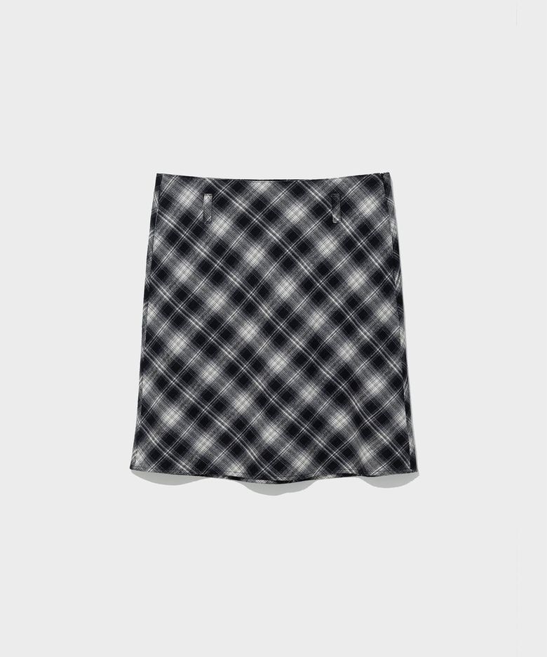 FLANNEL CHECKED MIDI SKIRT_BLACK [LC263SK01BK]