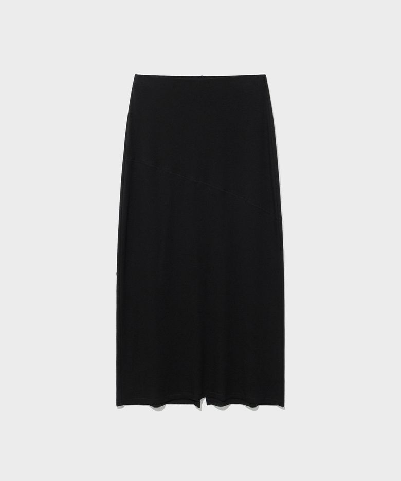 JERSEY STITCH MAXI SKIRT_BLACK [LC263SK02BK]