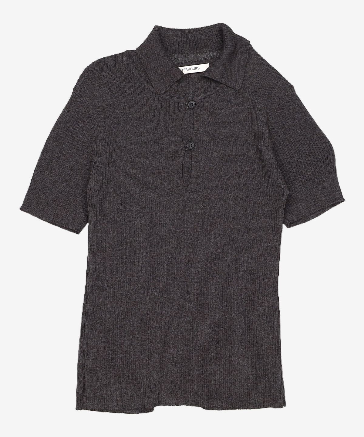 애프터아워즈(AFTERHOURS) BACK SLIT COLLAR KNIT TOP (CHARCOAL) XS