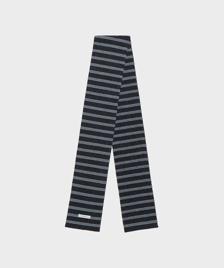 WOOL CASH BLEND STRIPED MUFFLER_CHARCOAL GREY [LC263MF01CG]