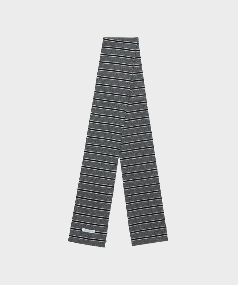 WOOL CASH BLEND STRIPED MUFFLER_MELANGE GREY [LC263MF01MG]