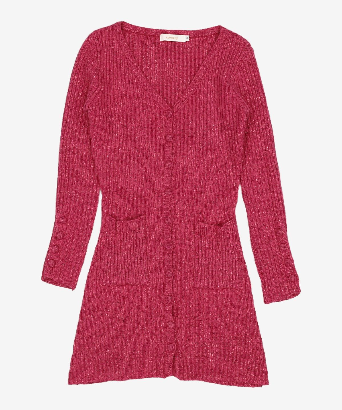 큐리티(CURETTY) C BUTTON POINT METALLIC KNIT DRESS_PINK M