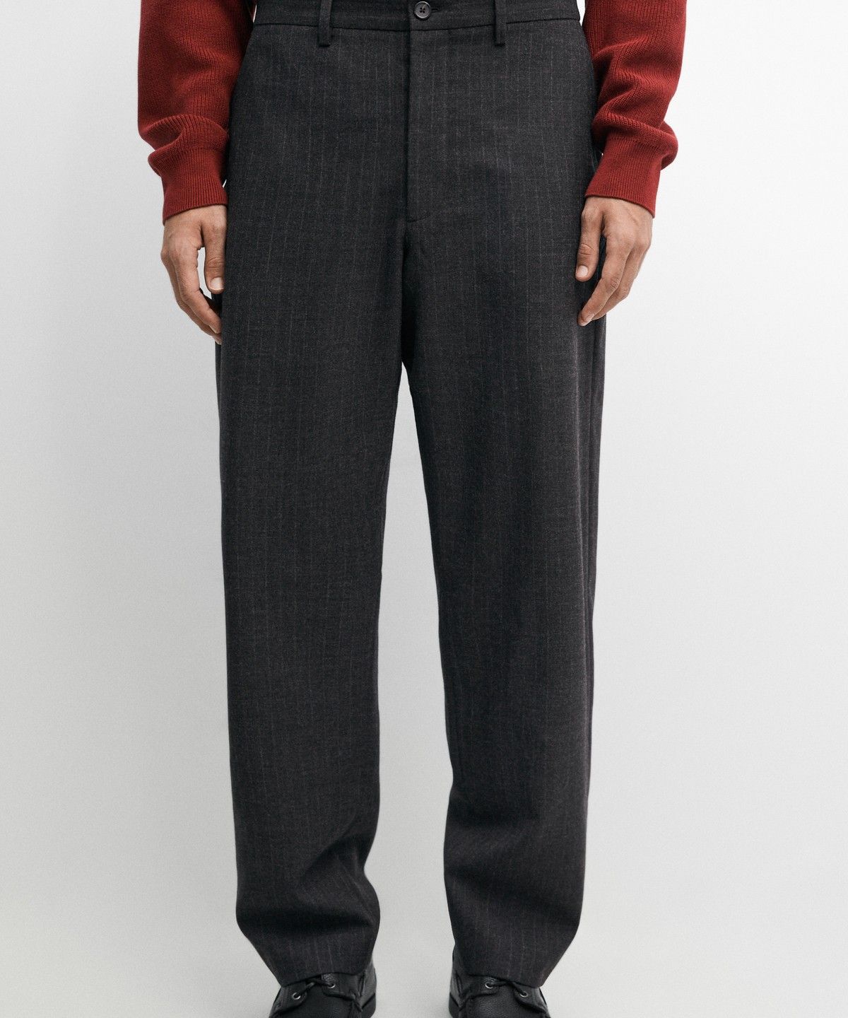 마시모두띠(MASSIMO DUTTI) 100% 울 스트라이프 릴랙스 핏 팬츠