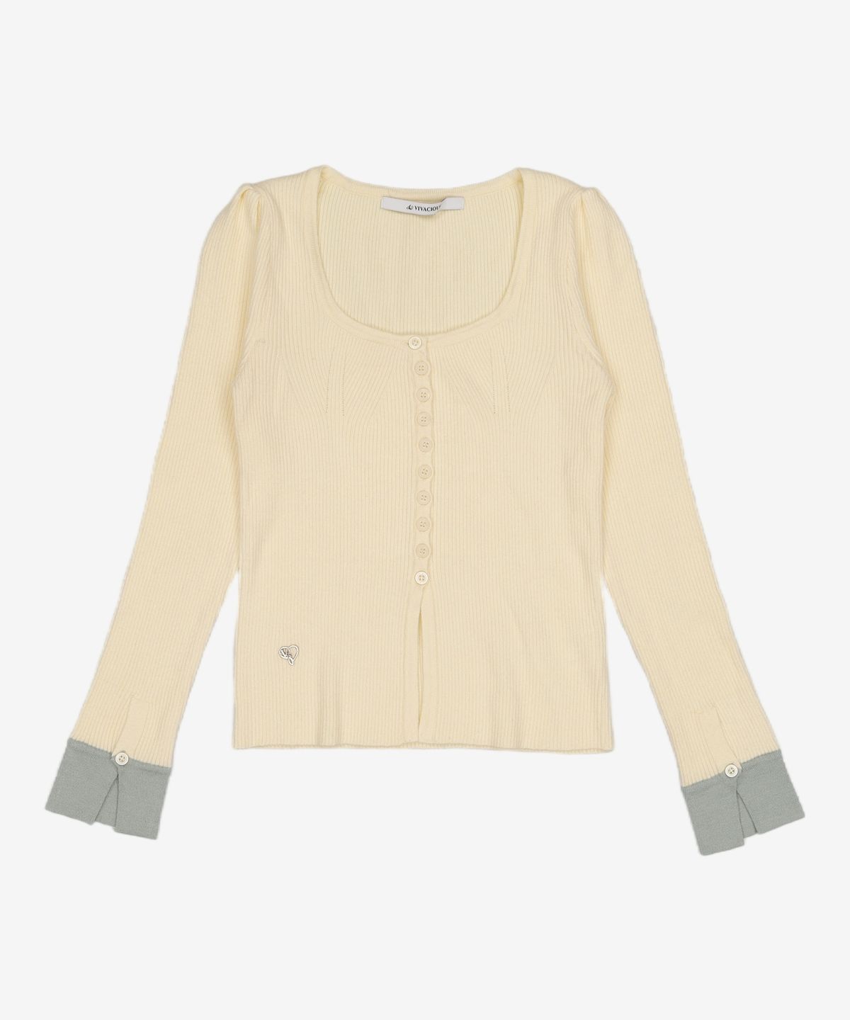 비바셔스(VIVACIOUS) Andy Square-neck Button Cardigan - 5COL XS