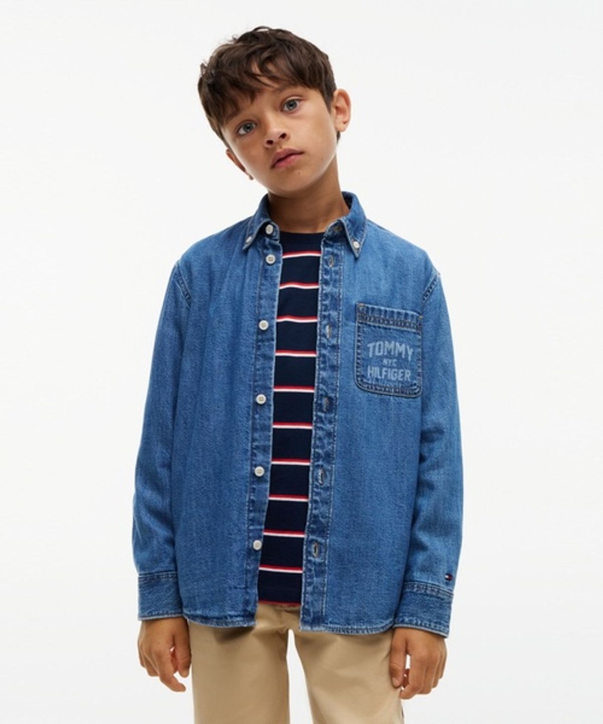 타미힐피거 키즈(TOMMY HILFIGER KIDS) 로고 포켓 데님 셔츠