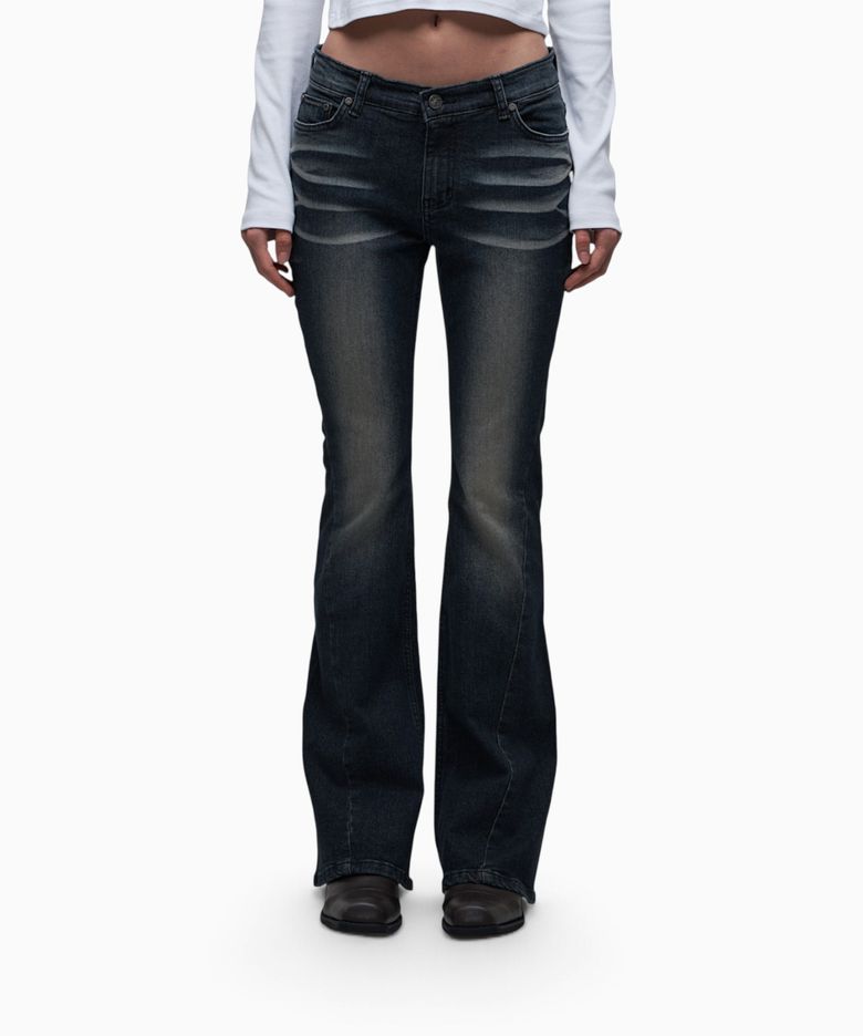 101 CAT WASHING LOW-RISE JEANS BLUE BLACK