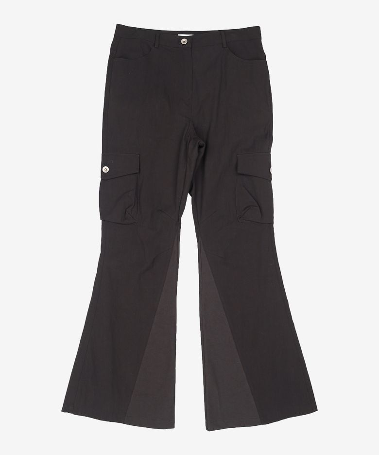 Cotton shirring bootscut pants BLACK 3