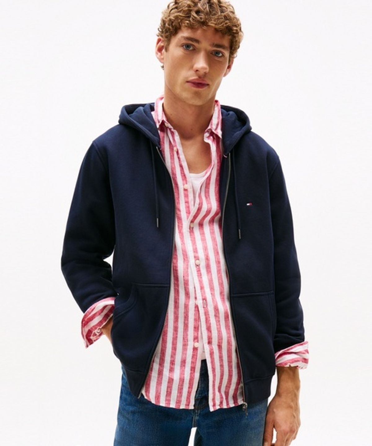 타미힐피거(TOMMY HILFIGER) 플래그 로고 후디 집업 (T12G7TKJ150MT1DW5)