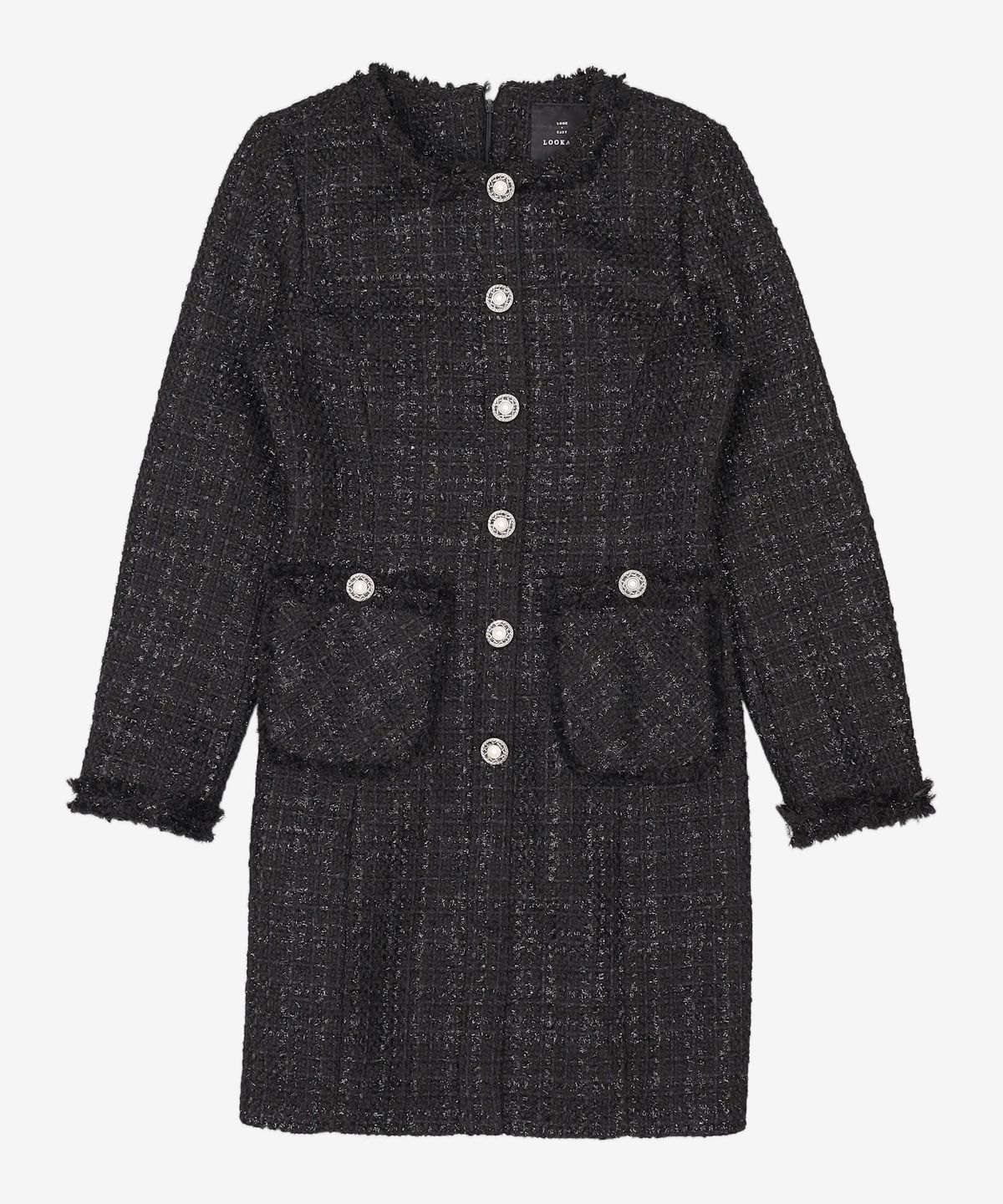 룩캐스트(LOOKAST) 블랙 라운드 트위드 원피스 / BLACK ROUND TWEED DRESS S