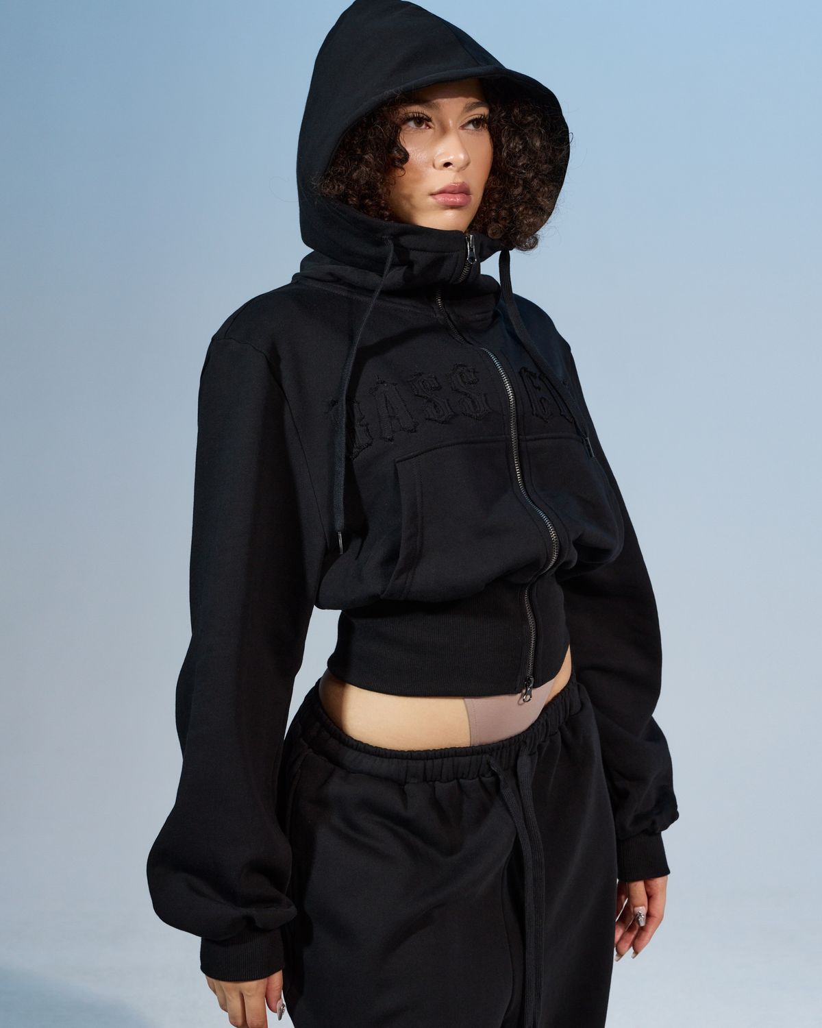 쿨시스(COOLSIS) CS BASSC HIGH-NECK HOODIE ZIP-031 (BLACK)