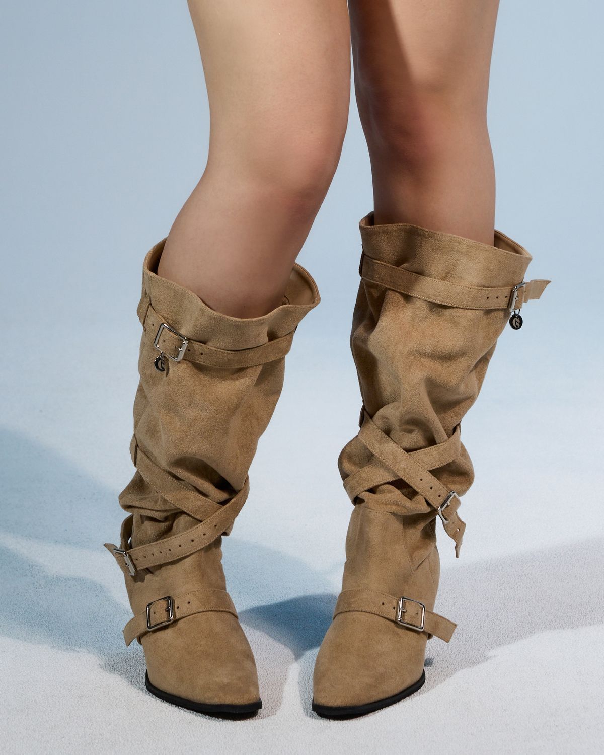 쿨시스(COOLSIS) CS BELT SUEDE LONG BOOTS (BEIGE,8CM)