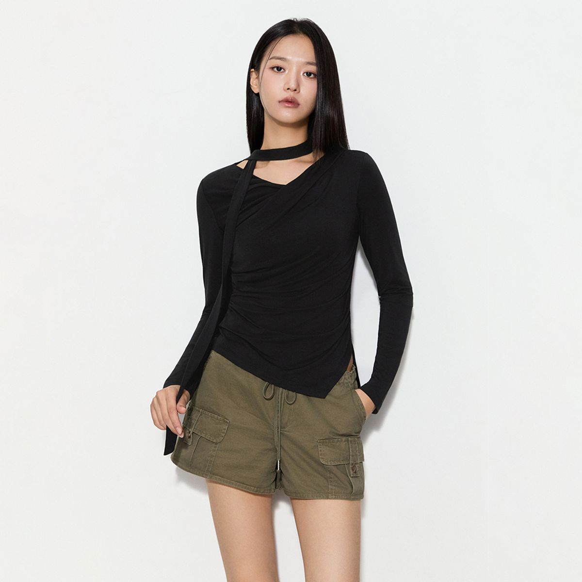 미쏘(MIXXO) 타이 긴팔 티셔츠_MIWLWG902A