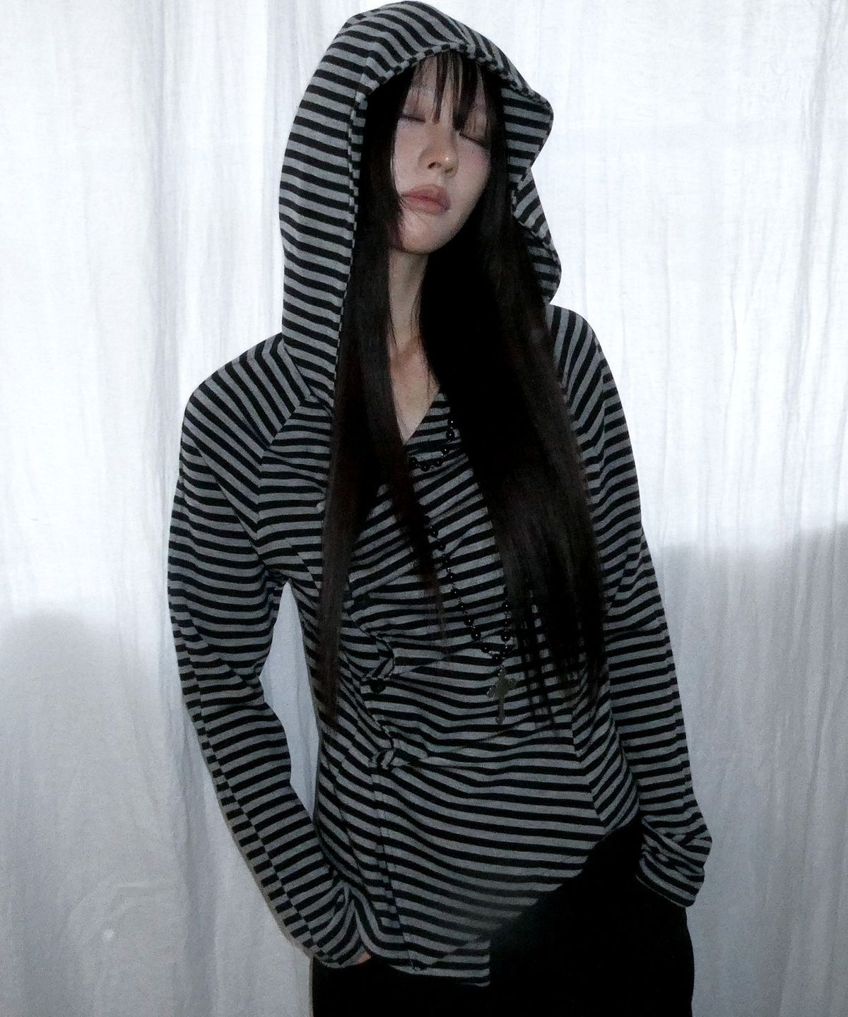 팬시클럽(FANCY CLUB) 어블릭 후드 가디건 (STRIPE) F26ZA514