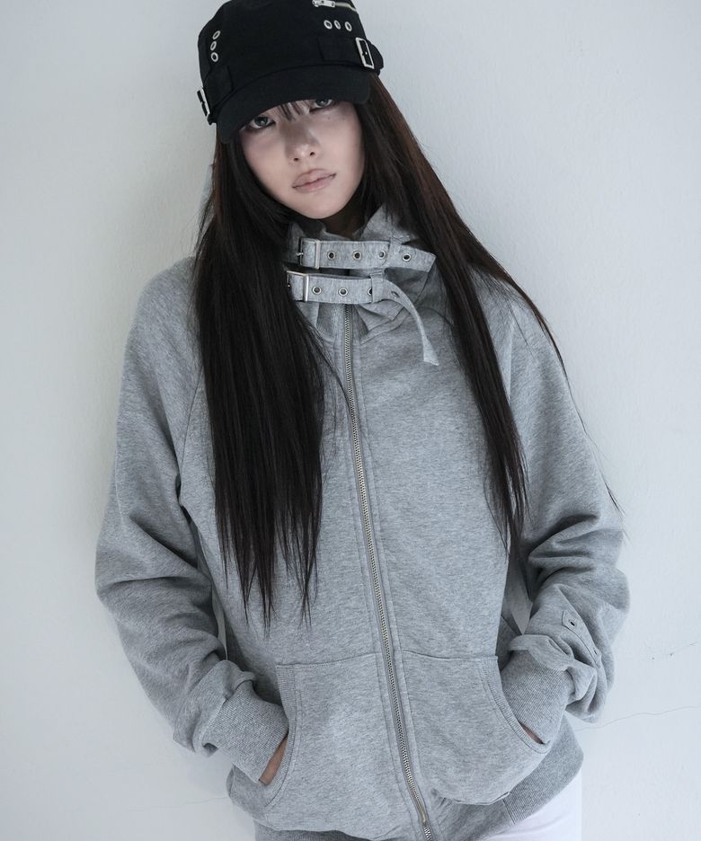 레이어 버클 후드 집업 (MELANGE GRAY) F26ZA509
