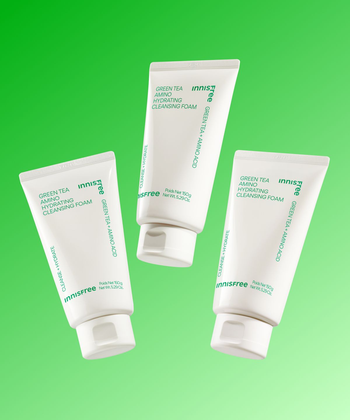 이니스프리(INNISFREE) 그린티 아미노 수분 클렌징 폼 150g 3개