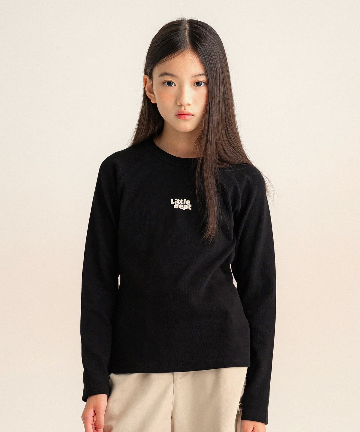 리틀뎁(LITTLE DEPT) 데일리 라글란 티셔츠 Black