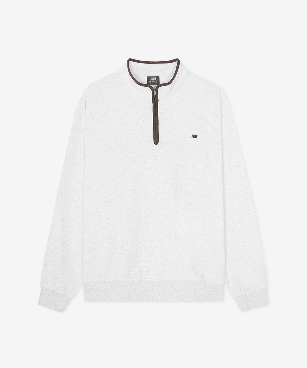 뉴발란스(NEW BALANCE) NBNCG41823 / UNI 에센셜 클래식 반집업 배색 맨투맨 (A/GRAY)