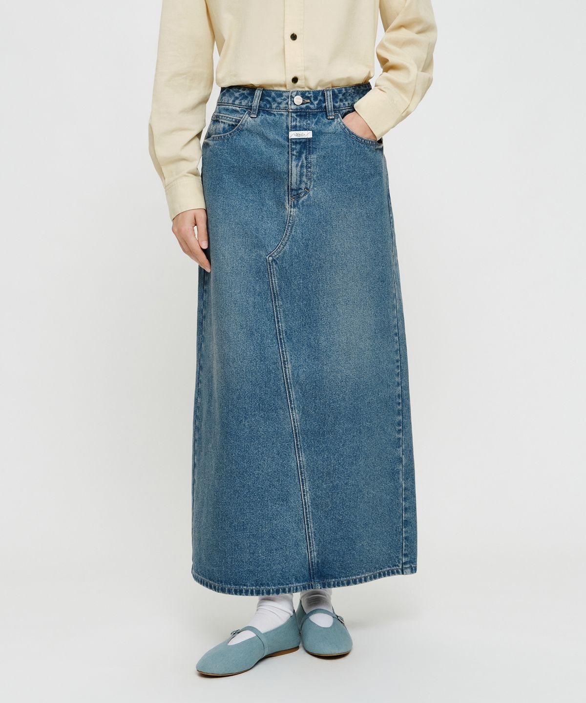 마리떼 프랑소와 저버(MARITHÉ + FRANҪOIS GIRBAUD) W MAXI DENIM SKIRT blue