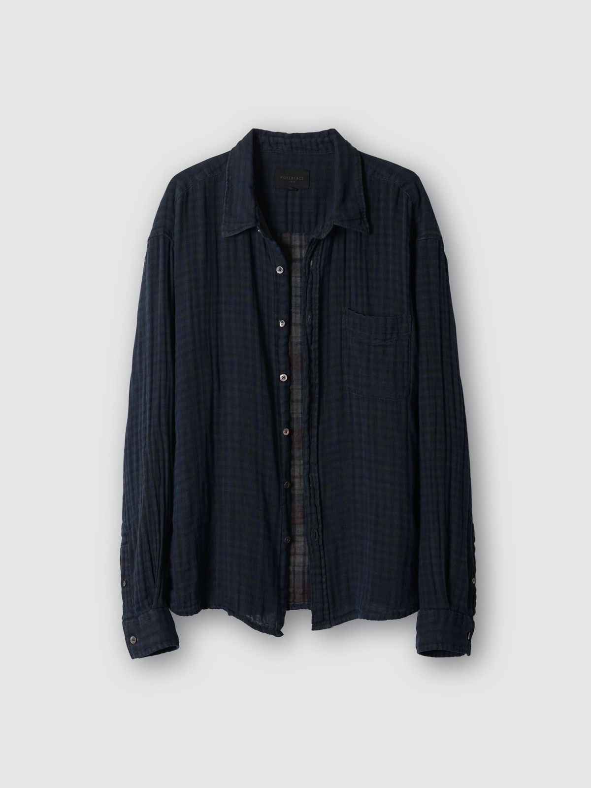 포커페이스(POKERFACE) VINTAGE DYED DOUBLE FACE SHIRTS REVERSE (JAPAN FABRIC)