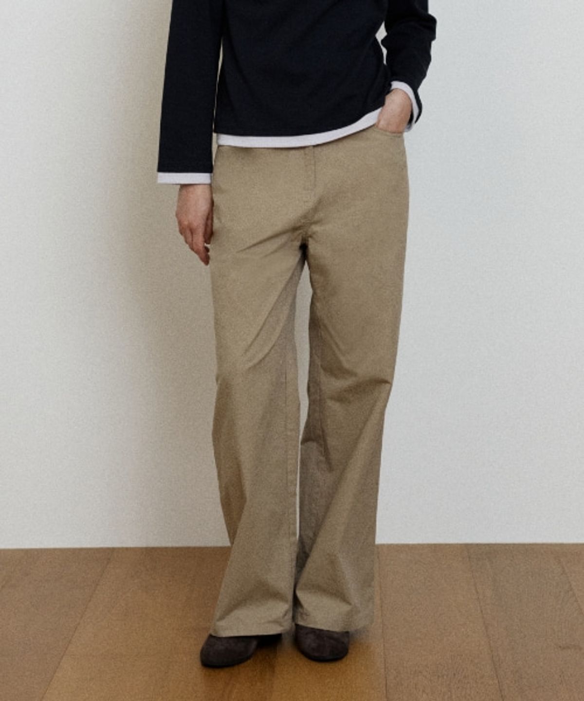 드파운드(DEPOUND) 백 밴딩 코튼 팬츠 [베이지]