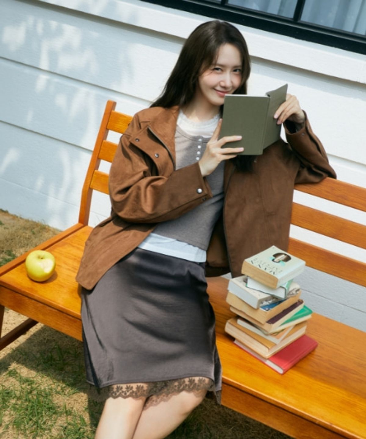드파운드(DEPOUND) 새틴 레이스 스커트 [다크 브라운]