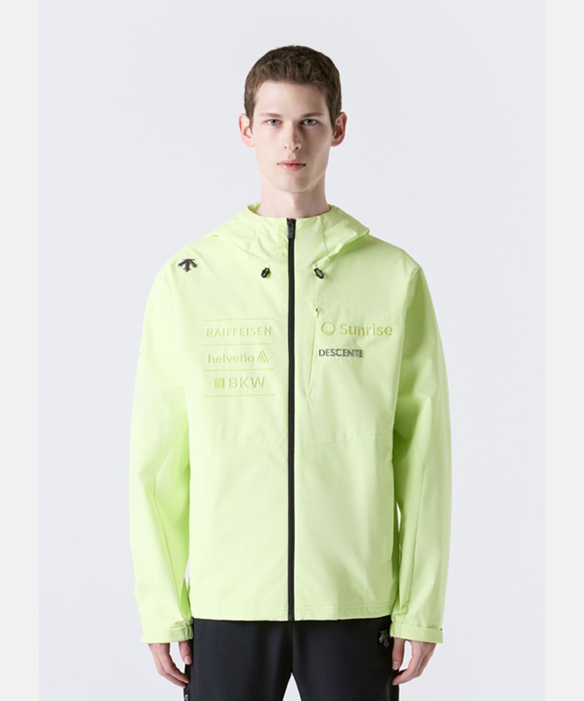 데상트(DESCENTE) 스위스 스키 우븐 2LAYER 바람막이 자켓 라임 SR423SJKO1