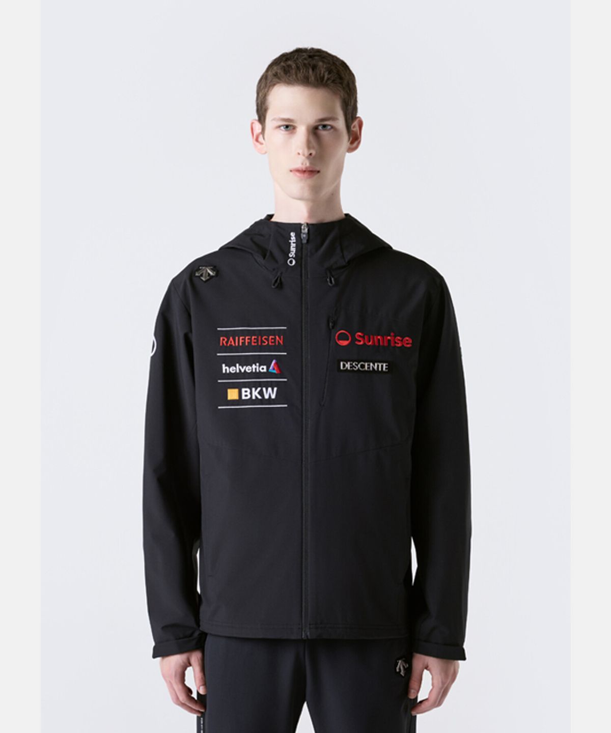 데상트(DESCENTE) 스위스 스키 우븐 2LAYER 바람막이 자켓 블랙 SR423SJKO1